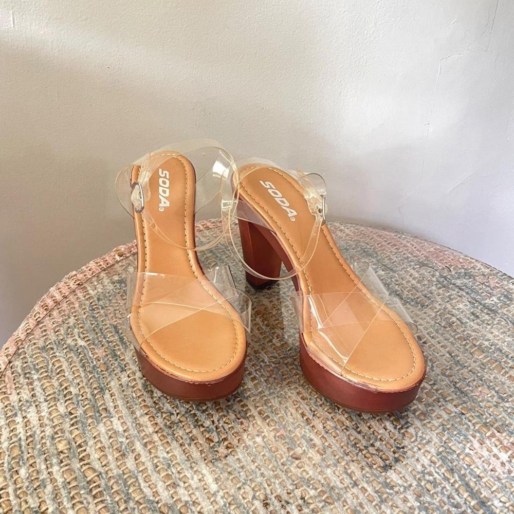 Soda Y2K Brat Vinyl Platform Chunky Heeled Sandal